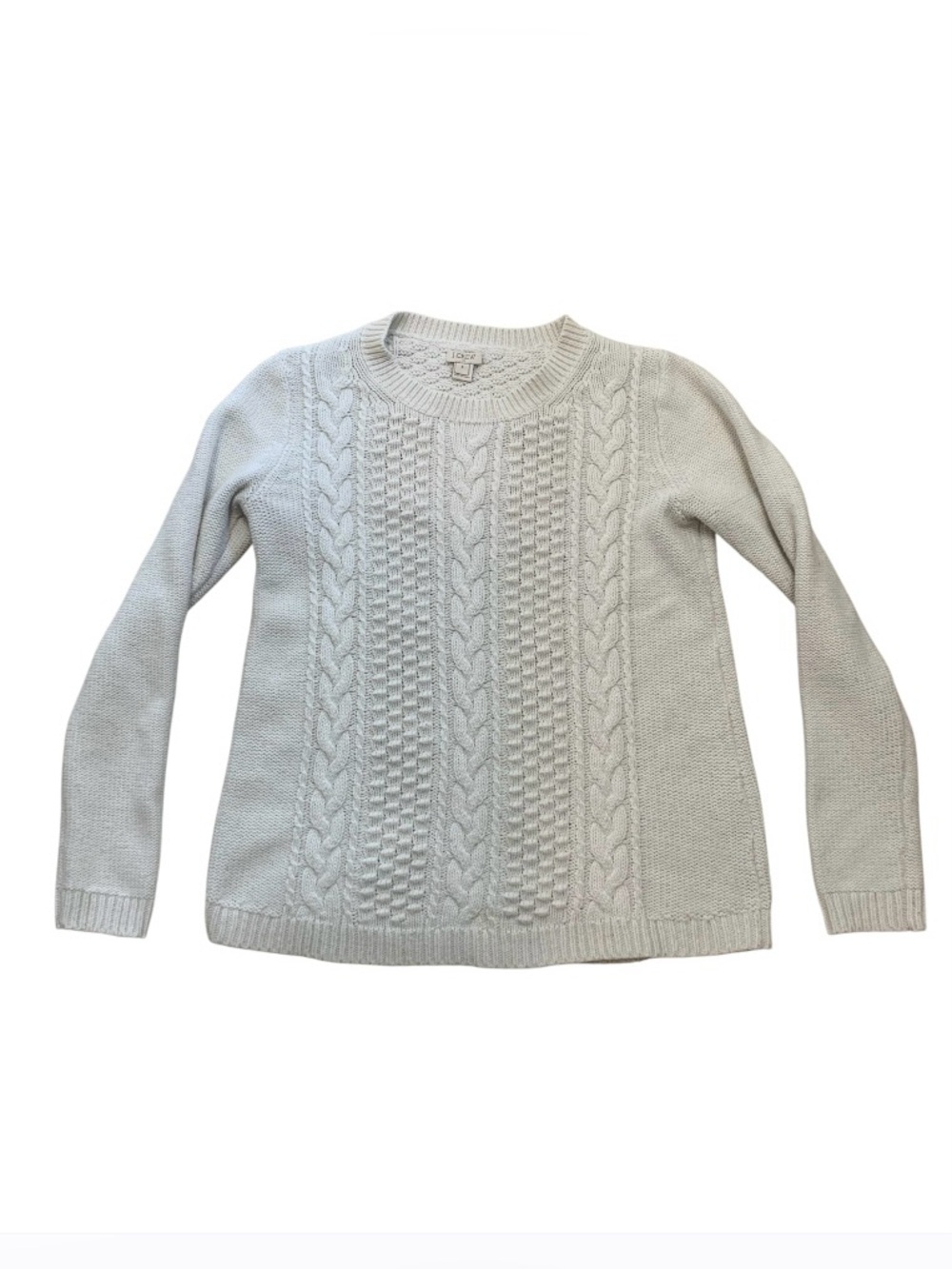 J. Crew Sweater Cable Knit Crewneck White / Off White Braided Textured Size Smal